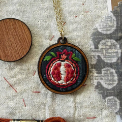 Pomegranate Embroidery Necklace