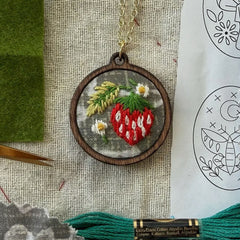 Strawberry Embroidery Necklace