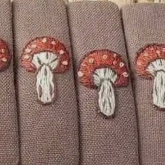 Mushroom Embroidered Hair Barrette