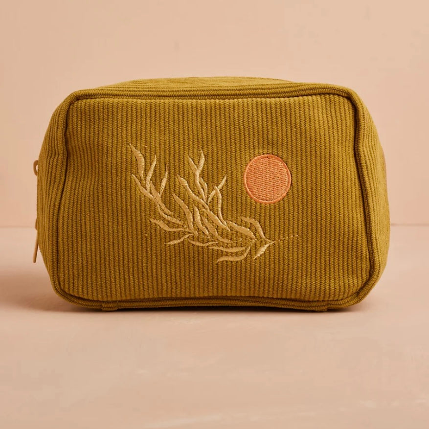 Olive Corduroy Makeup Bag