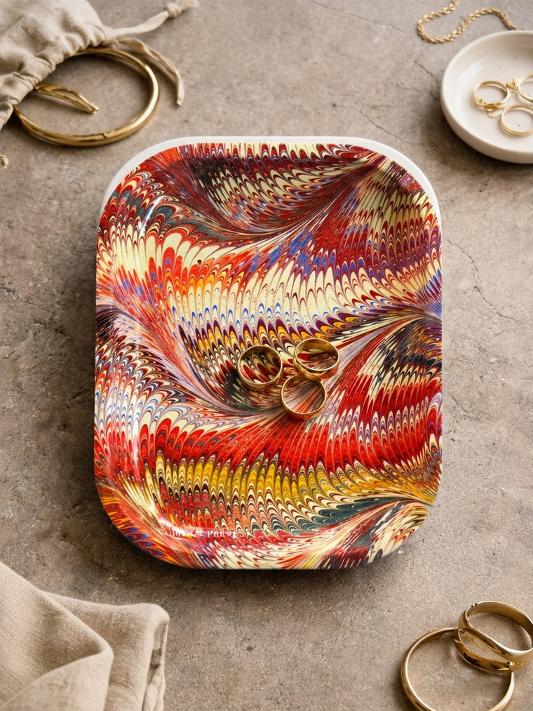 Marble Pattern Metal Trinket Tray