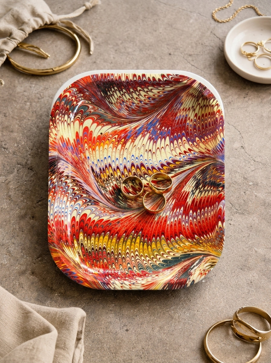 Marble Pattern Metal Trinket Tray