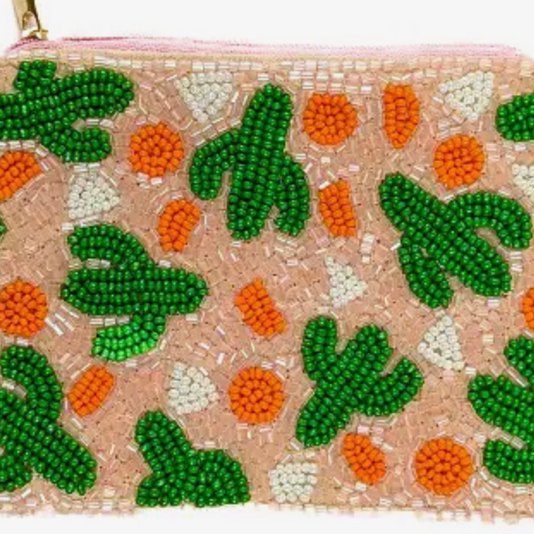 Cactus Beaded Coin Purse