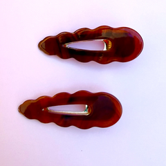 Burnt Red Orange Scallop Hair Clips