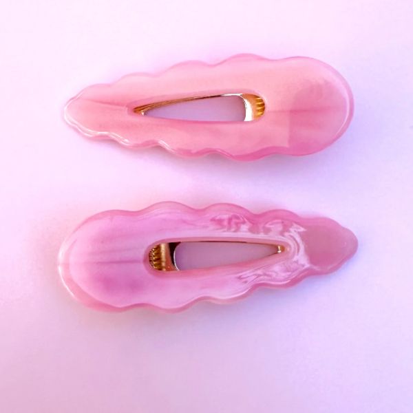 Pink Scallop Hair Clips