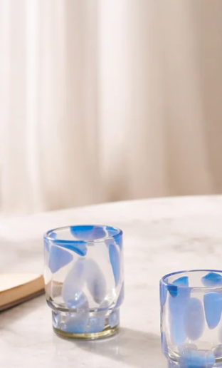 S/4 Marta Stackable Glass Blue & Clear