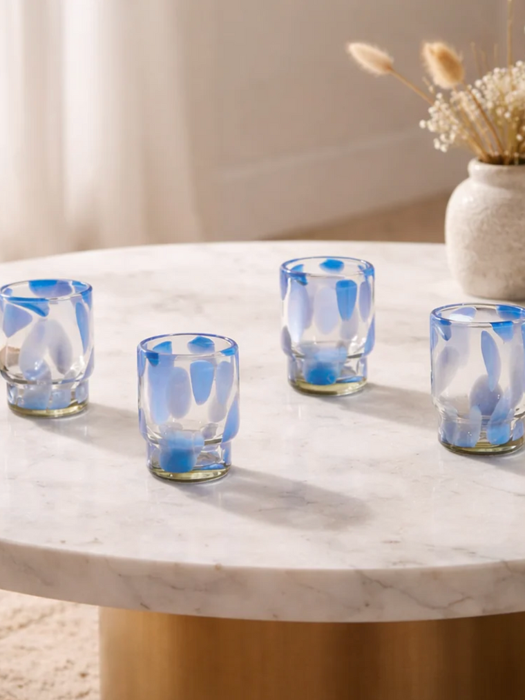 S/4 Marta Stackable Glass Blue & Clear