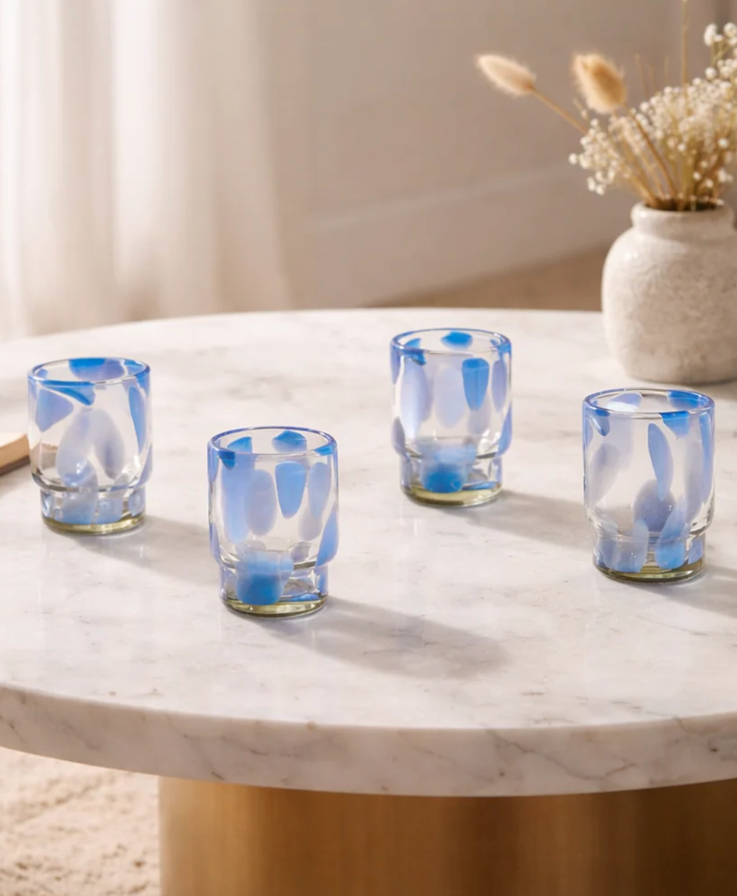 S/4 Marta Stackable Glass Blue & Clear