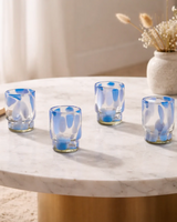 S/4 Marta Stackable Glass Blue & Clear