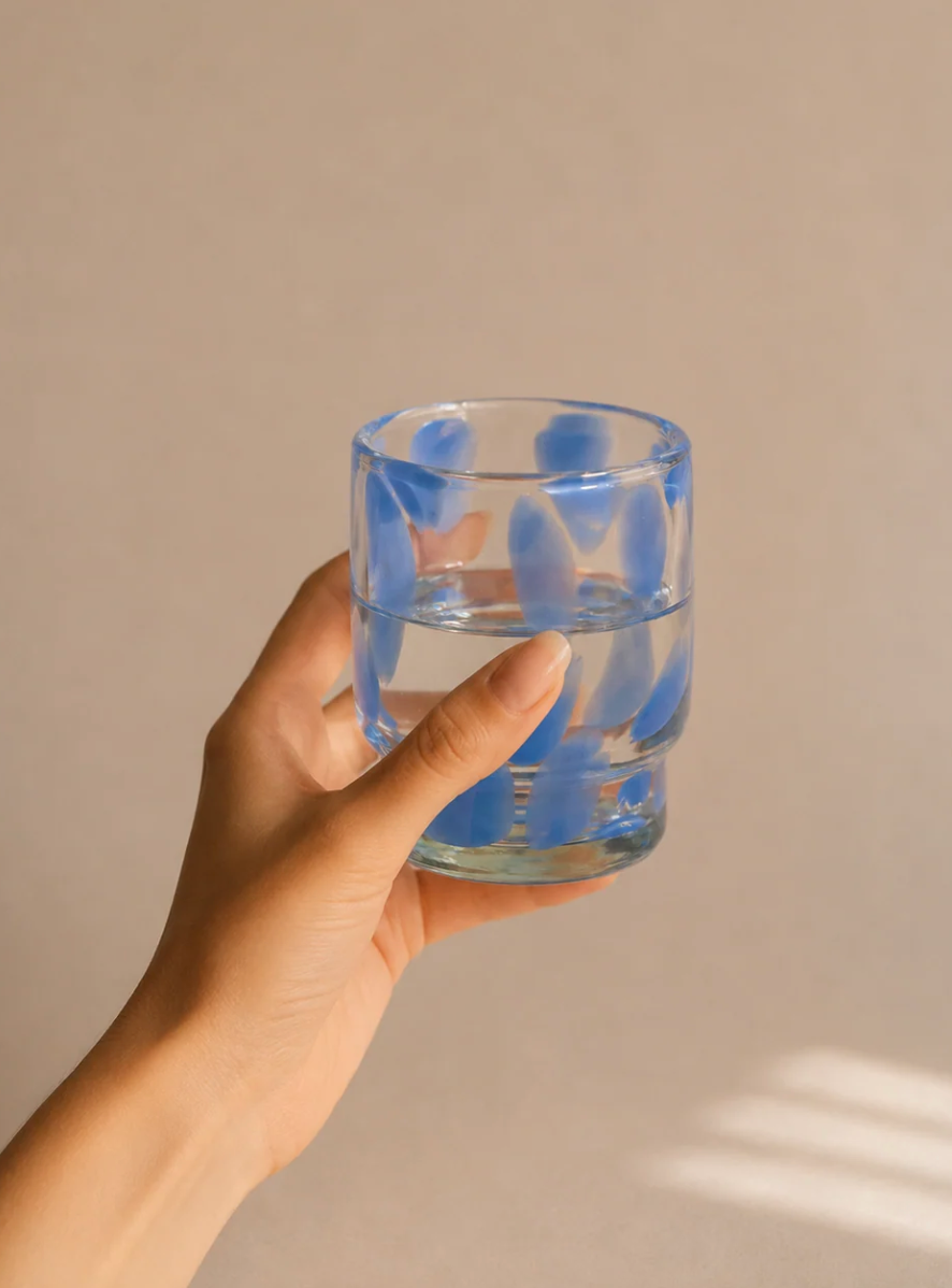 S/4 Marta Stackable Glass Blue & Clear