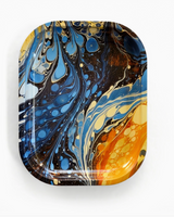Blue Marbled Metal Trinket Tray