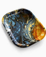 Blue Marbled Metal Trinket Tray