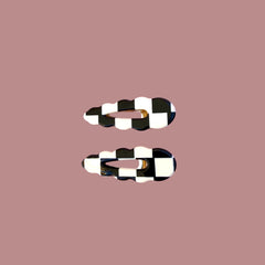 Checkered Scallop Hair Clips