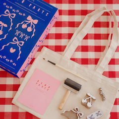 Block Printing Kit - Bow Print Tote Bag