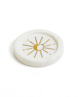 Indukala Round Moon Incense Holder - White Carved Marble