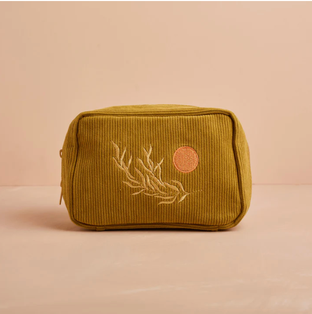 Olive Corduroy Makeup Bag