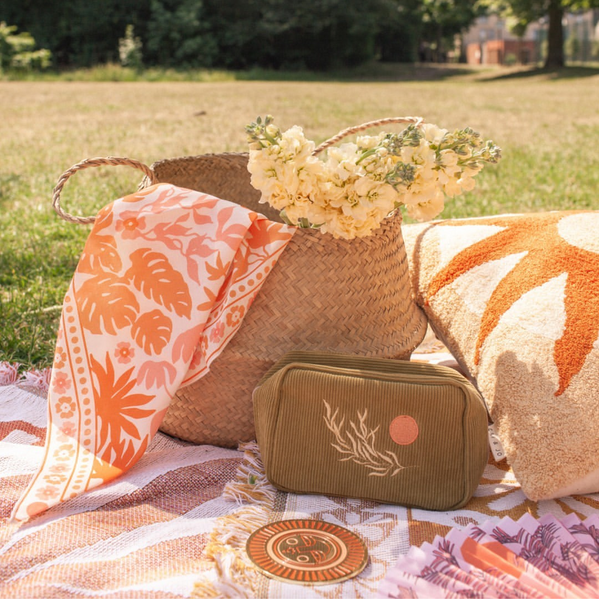 Olive Corduroy Makeup Bag