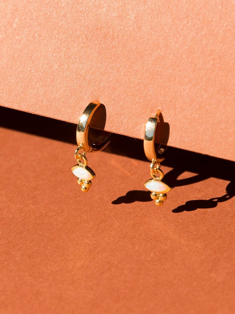 Opalite Dangle Huggers with 14kt Gold Overlay