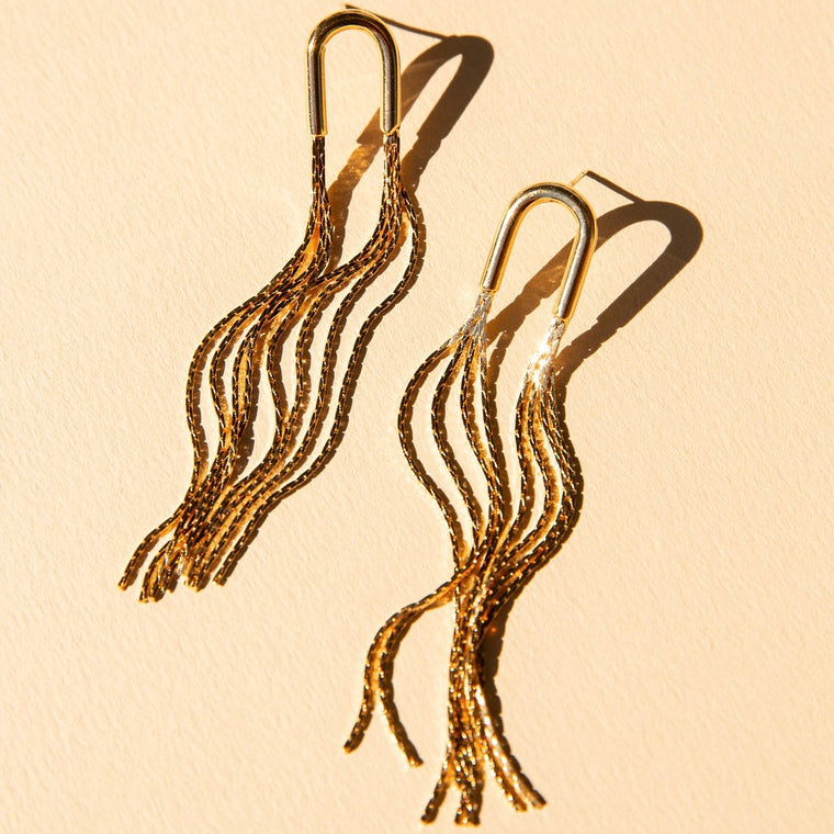 Abstract Tube Tassel Earrings