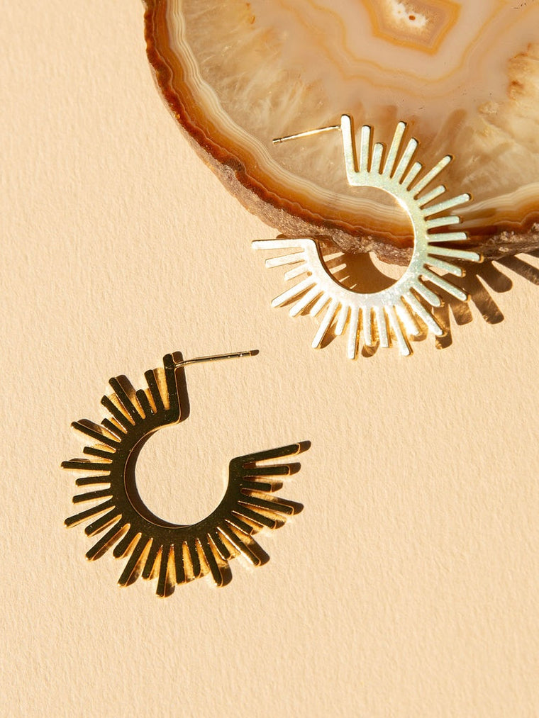 Sophia Sunburst Hoops with 14kt Gold Overlay for a Radiant Look