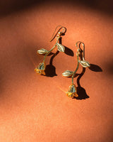 Romantic Rita Rose Earrings with Delicate Gold Overlay Charms