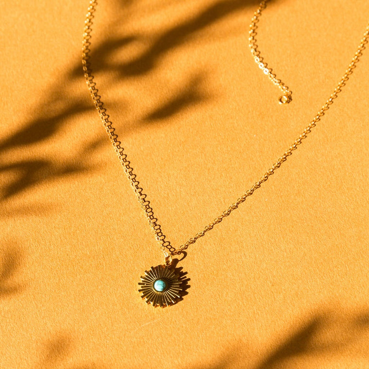 Turquoise Midcentury Sun Necklace