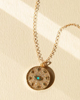 Lucky Charm Coin Necklace with Global Symbols on 14kt Gold Filled Chain