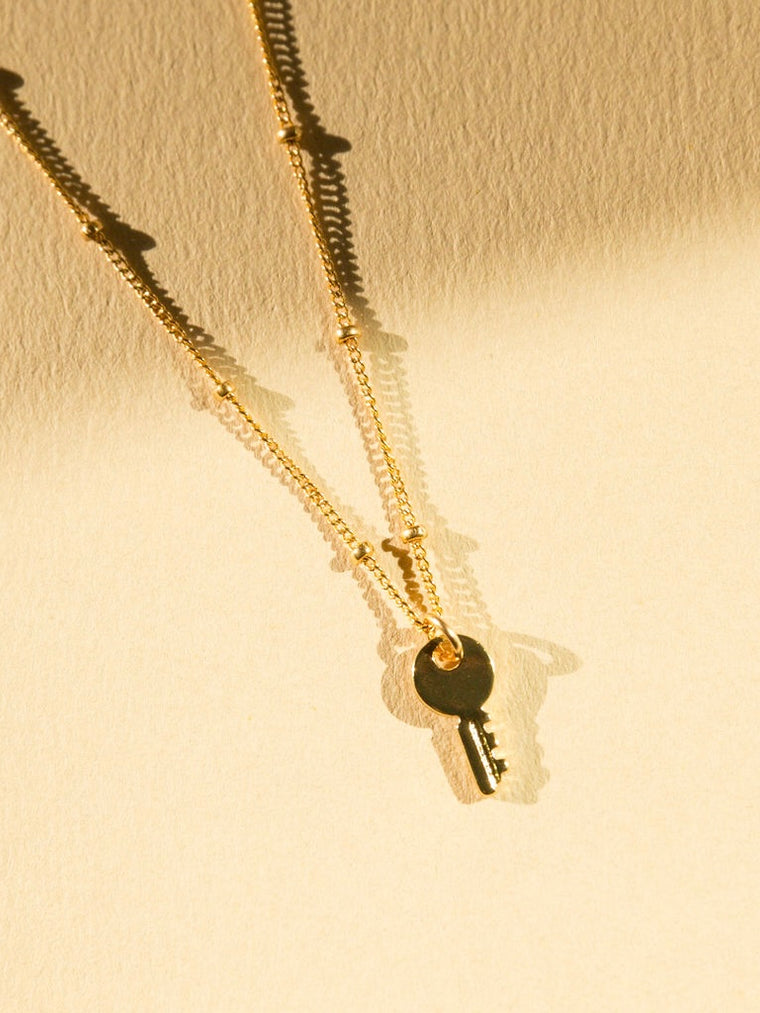Charming Key Pendant on 14kt Gold Filled Chain, Nickel Free
