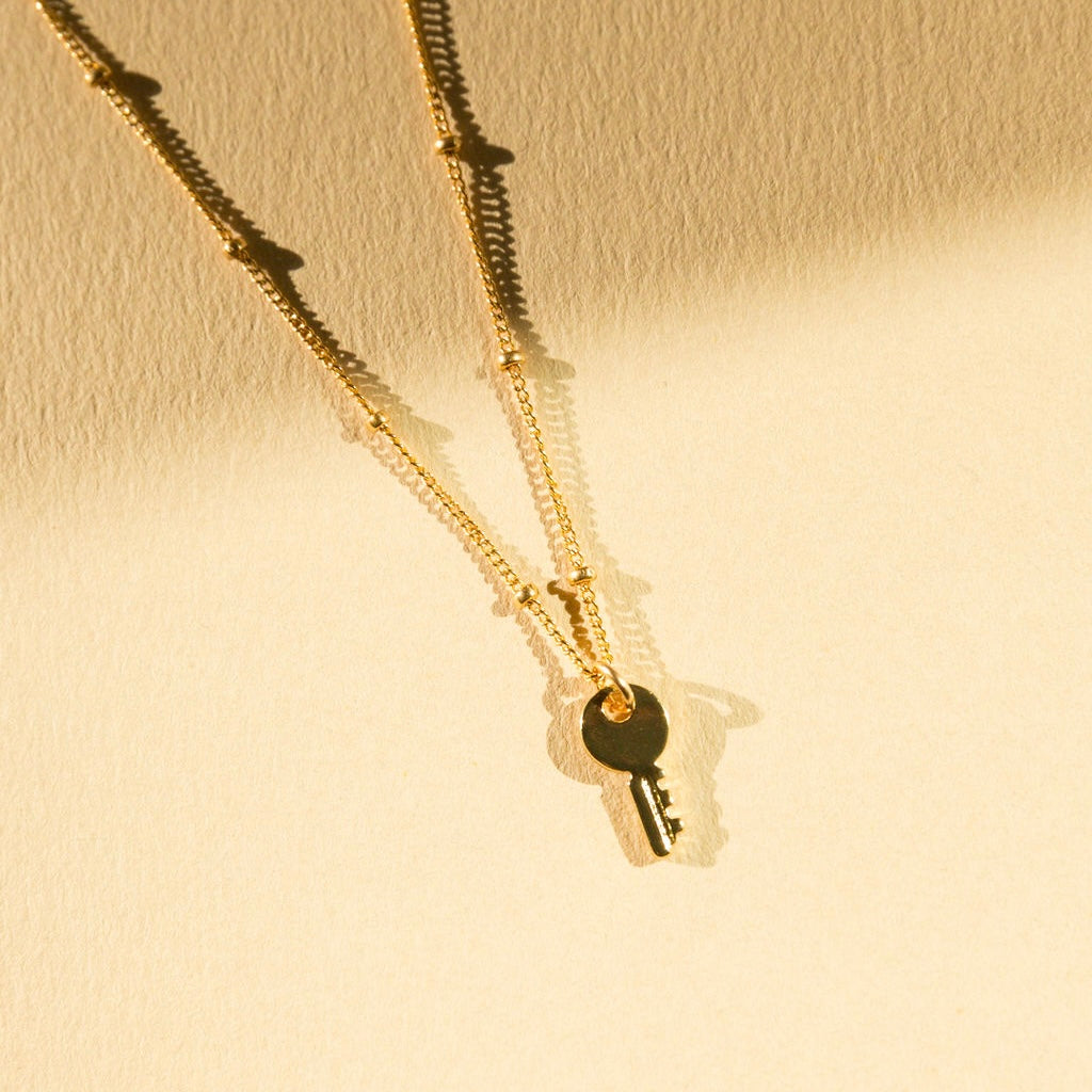 Charming Key Pendant on 14kt Gold Filled Chain, Nickel Free