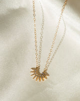 Modern Crystal Burst Necklace with 14kt Gold Overlay Pendant