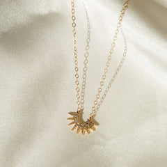 Modern Crystal Burst Necklace with 14kt Gold Overlay Pendant