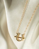 Elegant Horseshoe Necklace with Crystals on 14kt Gold Filled Chain
