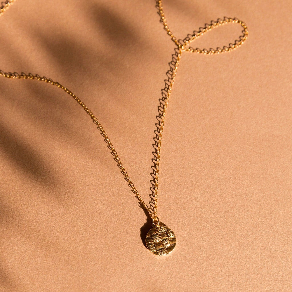 Checked Disk Necklace