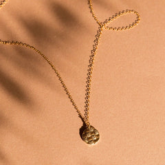 Stylish Checkered Crystal Circle Necklace with 14kt Gold Overlay