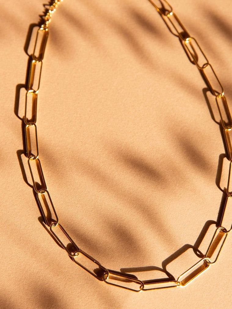 Modern Paperclip Chain Choker with 14kt Gold Overlay