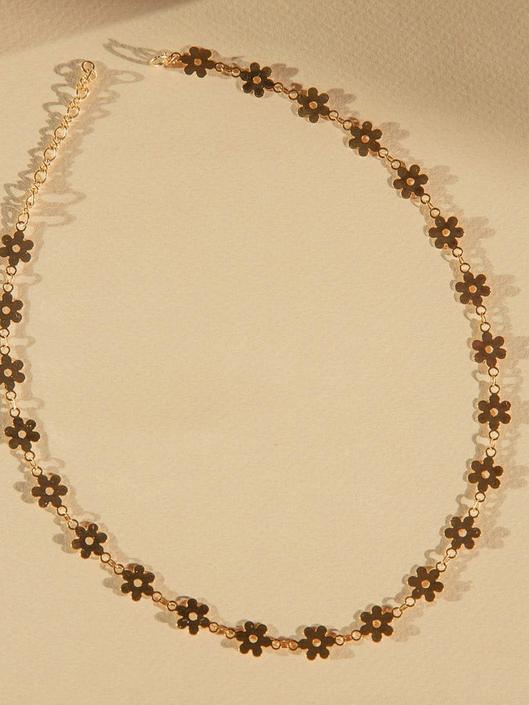 Retro Chic Mid Mod Flower Choker with 14kt Gold Overlay