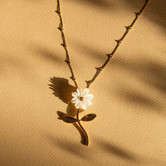 Elegant Mother of Pearl Flower Necklace with Crystal Center
