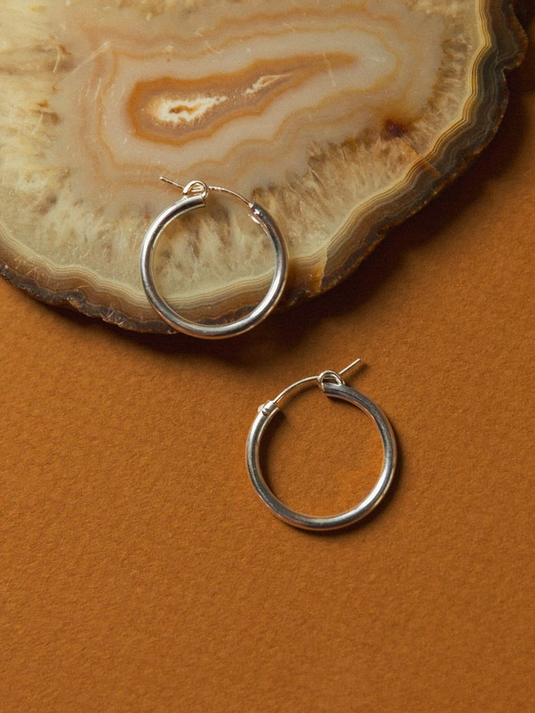 Ultra-Lightweight 20mm Sterling Silver Hoop Earrings for Everyday Wear