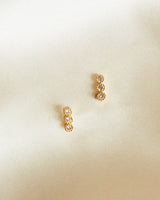 Chic Swarovski Crystal Bar Studs in Bronze with Gold Overlay