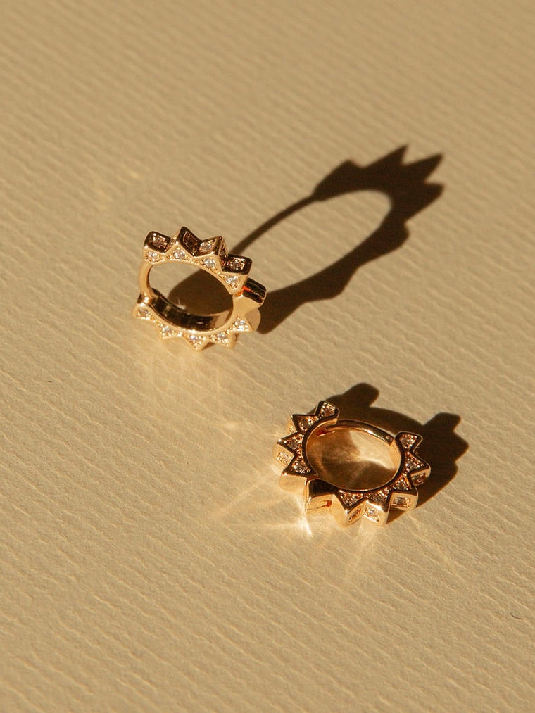 Edgy Spike Crystal Huggers with 14kt Gold Overlay for a Bold Look