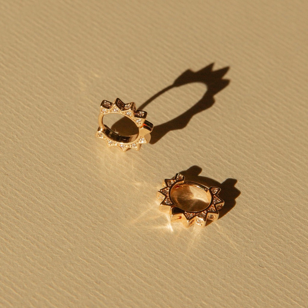 Edgy Spike Crystal Huggers with 14kt Gold Overlay for a Bold Look