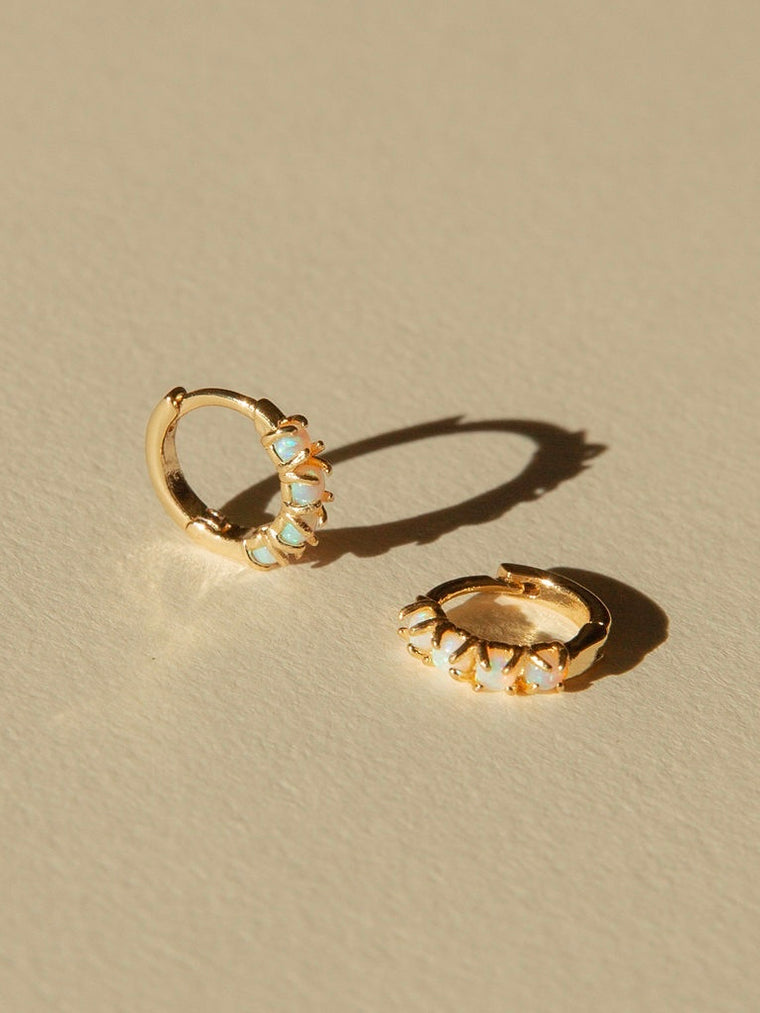 Osaka Opal Hugger Hoops with 14kt Gold Overlay