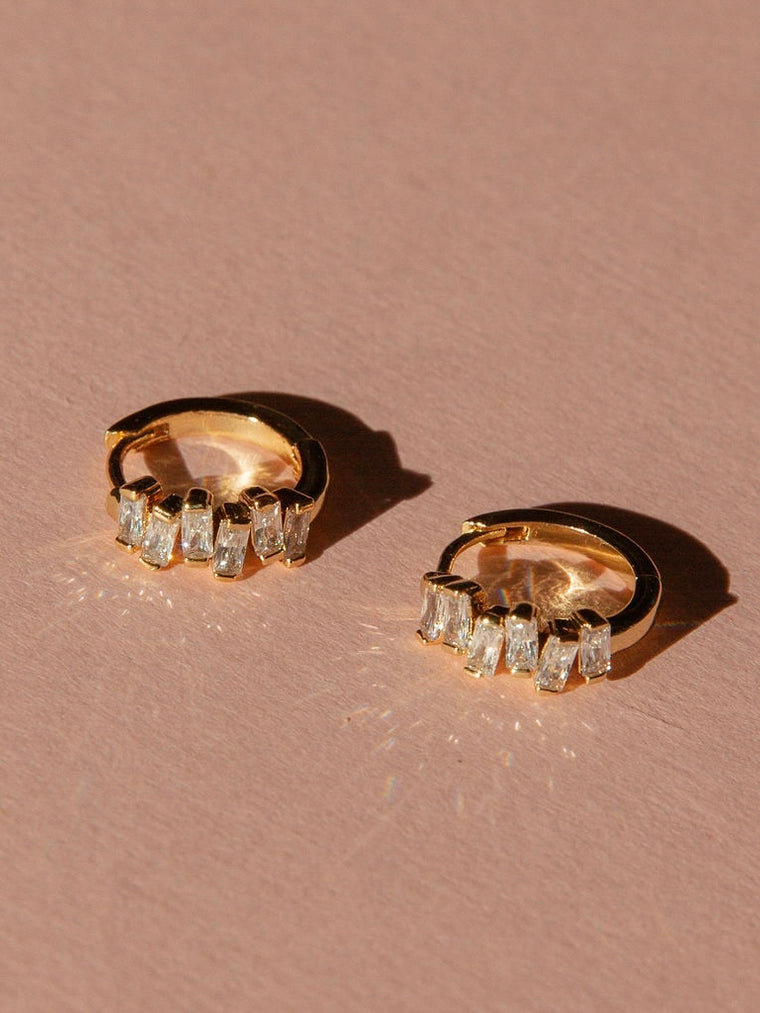 Elegant Stacked Baguette Huggers with 14kt Gold Overlay
