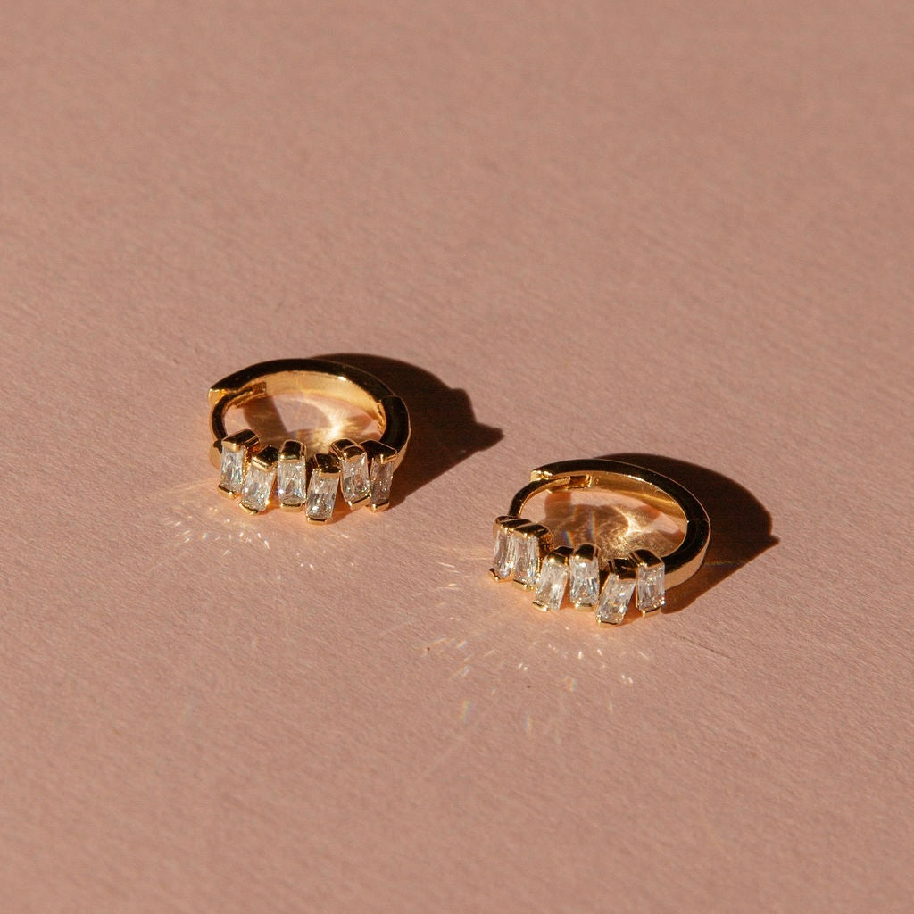Elegant Stacked Baguette Huggers with 14kt Gold Overlay