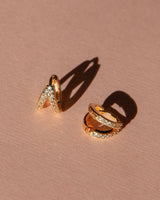 Elegant Double Layer Crystal Huggers with 14kt Gold Overlay