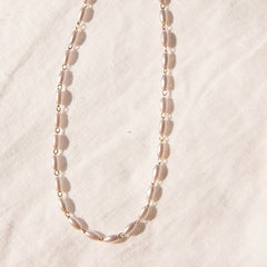 Elegant Pearl Chain Choker with 14kt Gold Overlay
