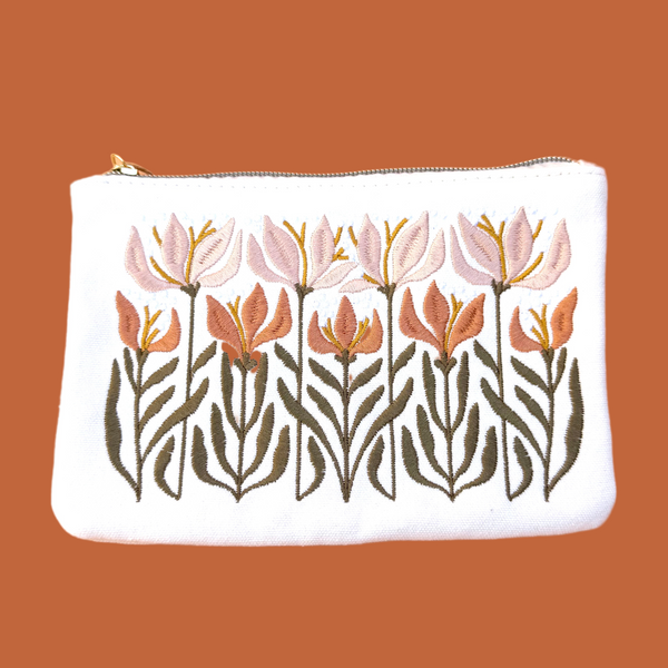 Embroidered Lily Pouch
