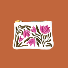 Embroidered Tulip Coin Pouch