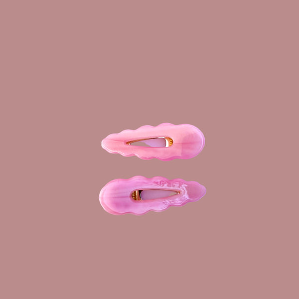 Pink Scallop Hair Clips