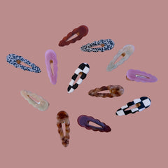 Checkered Scallop Hair Clips